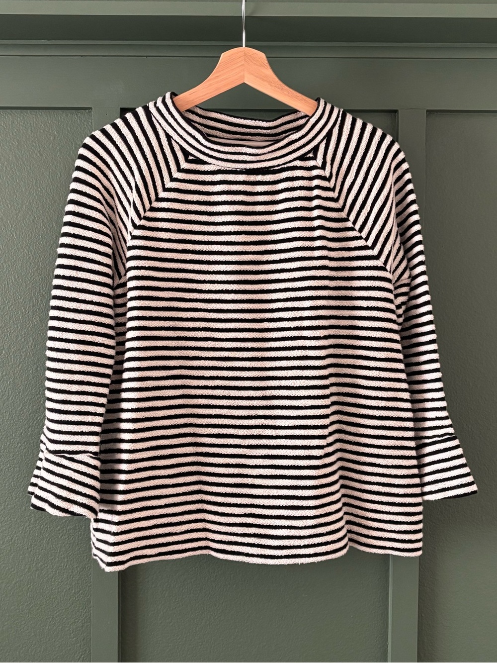 LOFT Black and White Striped Crewneck Top